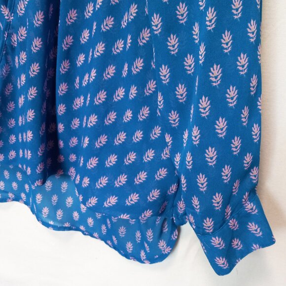 Japna Elegant Sheer Surplice Flowy Top Blouse Teal & Dusty Mauve Size LG - Picture 10 of 13